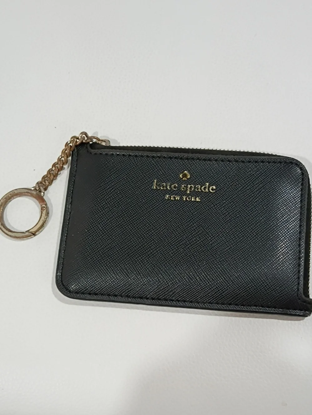 kate spade Black Saffiano Zip Keyring Card Case
